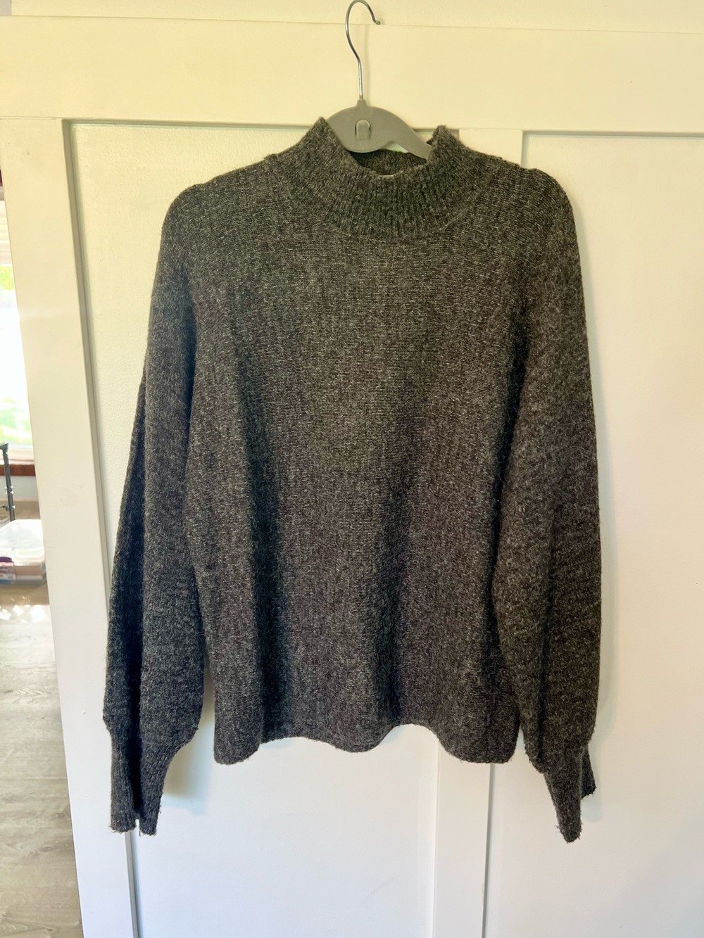 Shop Stevie Charcoal Gray Mock Neck Sweater